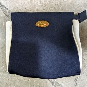 Vintage Dior Navy Parfume/Makeup Pouch with Gold Logo